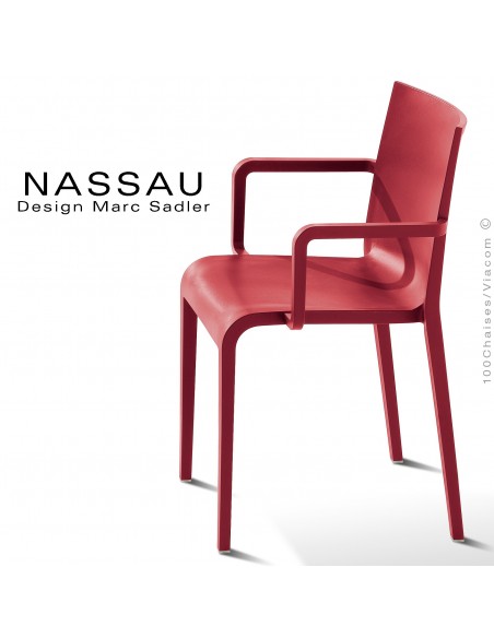 Fauteuil pour hôtel, restaurant, jardin NASSAU structure plastique couleur rouge Marsala