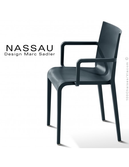 Fauteuil pour hôtel, restaurant, jardin NASSAU structure plastique couleur anthracite