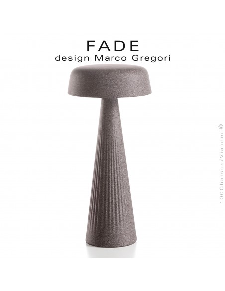 Lampe de table FADE-30, structure plastique nervurée couleur argile, éclairage d'ambiance par LED.