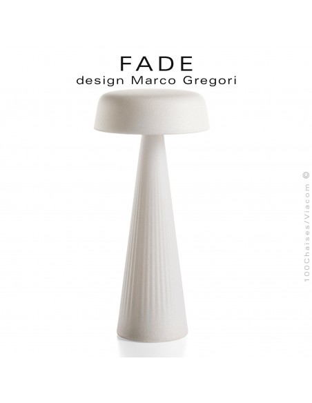 Lampe de table FADE-30, structure plastique nervurée couleur blanc, éclairage d'ambiance par LED.