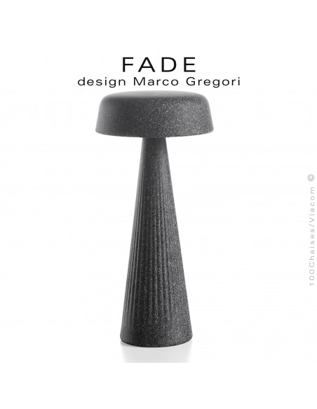 Lampe de table FADE-30, structure plastique nervurée couleur Granit, éclairage d'ambiance par LED.