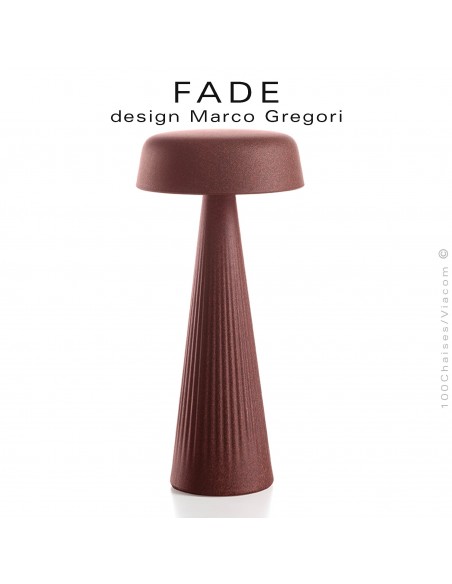 Lampe de table FADE-30, structure plastique nervurée couleur pierre de lave, éclairage d'ambiance par LED.