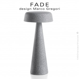Lampe de table FADE-30, structure plastique nervurée couleur vieille pierre, éclairage d'ambiance par LED.