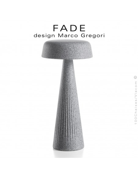 Lampe de table FADE-30, structure plastique nervurée couleur vieille pierre, éclairage d'ambiance par LED.