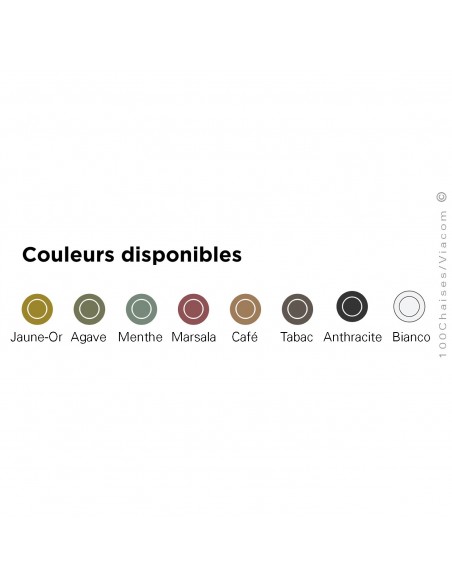Palette couleur chaise design DOGA, structure et assise plastique monobloc.