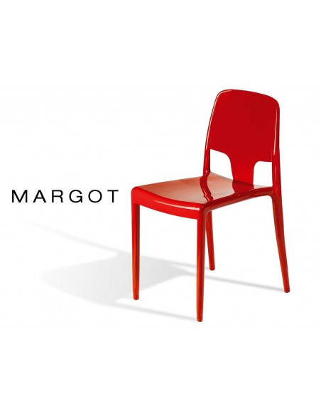 MARGOT chaise design en polycarbonate (lot de 3 chaises) rouge opaque.