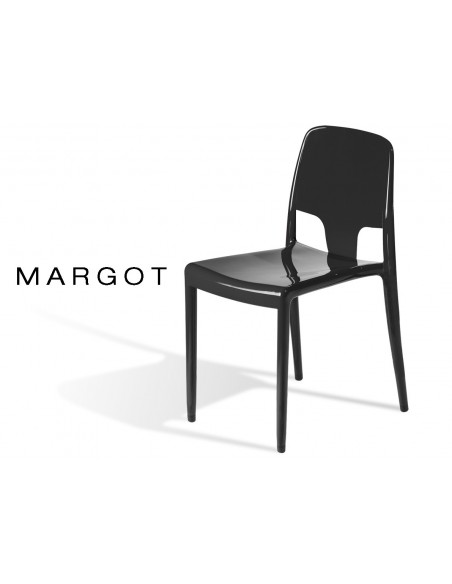 MARGOT chaise design en polycarbonate (lot de 3 chaises), noir opaque.