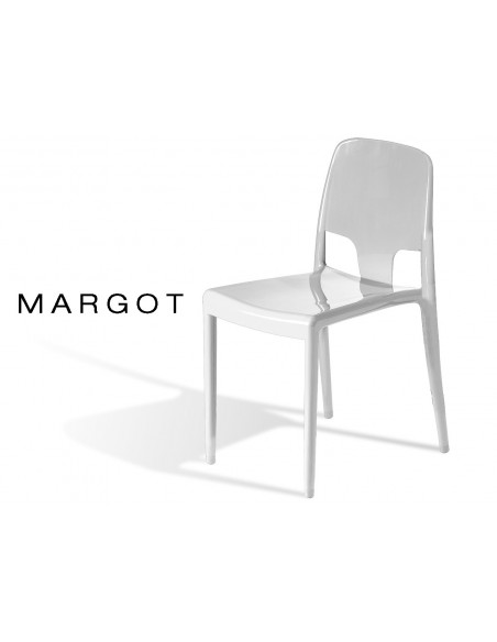 MARGOT chaise design en polycarbonate (lot de 3 chaises), blanche opaque.