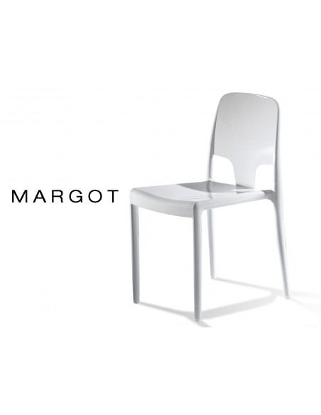 MARGOT chaise design en polycarbonate (lot de 3 chaises), blanche opaque.