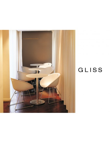 GLISS chaise design coque blanche, pied luge (lot de 6 chaises).