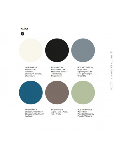 Palette couleur pour l'assise du tabouret design CUBA, au choix.