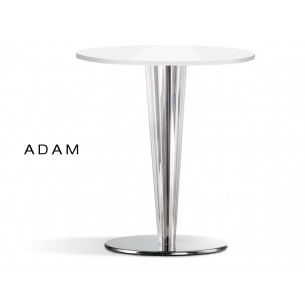 Table ronde ADAM colonne conique plastique transparent, plateau blanc (lot de 6 tables)