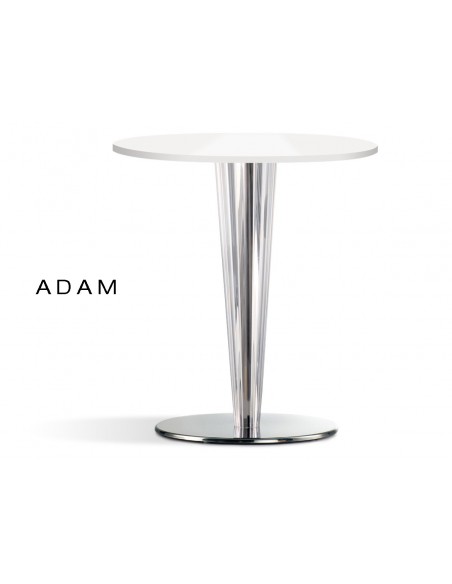 Table ronde ADAM colonne conique plastique transparent, plateau blanc (lot de 6 tables)