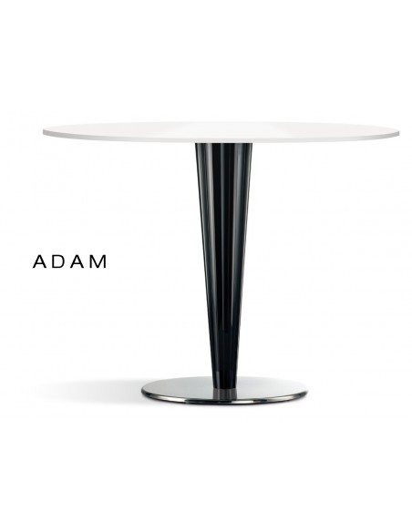 Table ronde ADAM colonne conique plastique noir, plateau blanc (lot de 6 tables)
