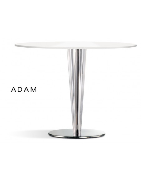 Table ronde ADAM colonne conique plastique transparente, plateau blanc (lot de 6 tables)