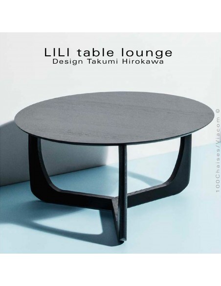 Collection table basse design LILI, piétement chêne, plateau stratifié, chêne massif, verre.