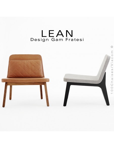 Exemple fauteuil lounge LEAN, habillage tissu.