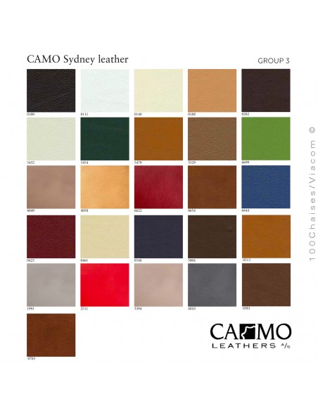 Palette couleur cuir gamme Sydney du fabricant CAMO.