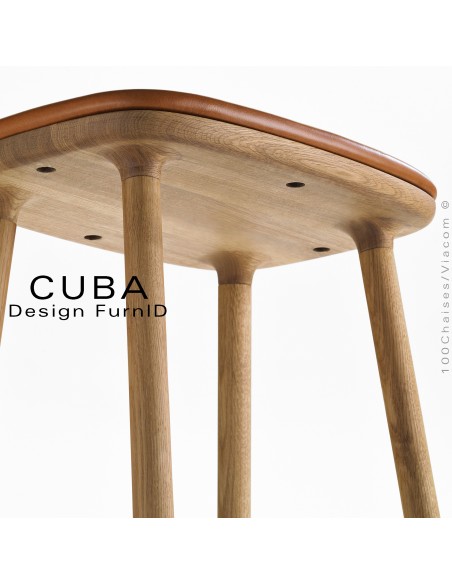 Détail fabrication tabouret dr bar ou cuisine CUBA, hauteur assise 66 et 77 cm.
