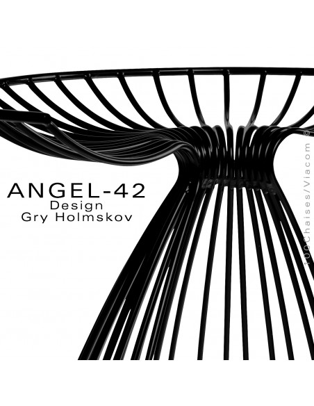 Tabouret design ANGEL, structure en fil d'acier finition peinture noir.