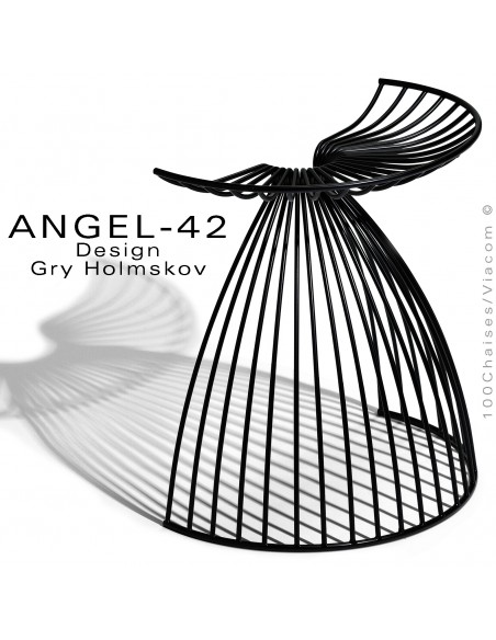 Tabouret design ANGEL, structure en fil d'acier finition galvanisé.
