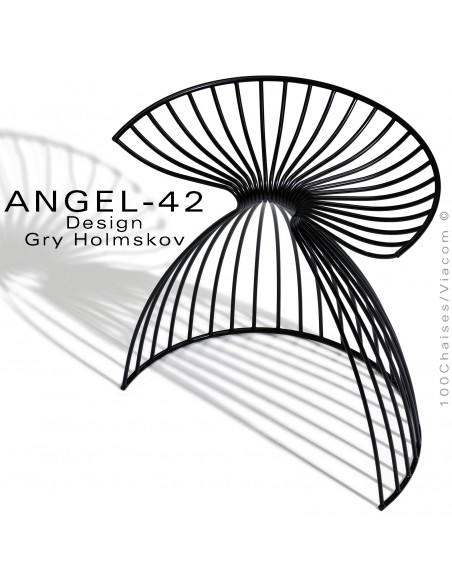 Tabouret design ANGEL, structure en fil d'acier finition peinture noir.