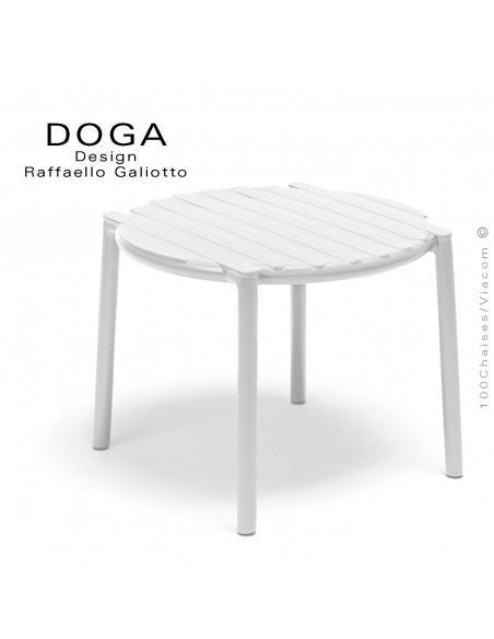 Table basse design DOGA, structure plastique couleur blanche.