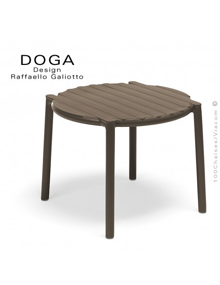 Table basse design DOGA, structure plastique couleur tabac.