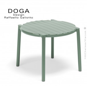 Table basse design DOGA, structure plastique couleur vert menthe.