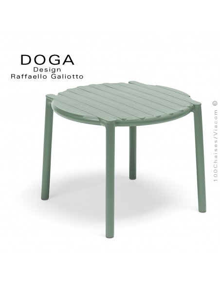 Table basse design DOGA, structure plastique couleur vert menthe.