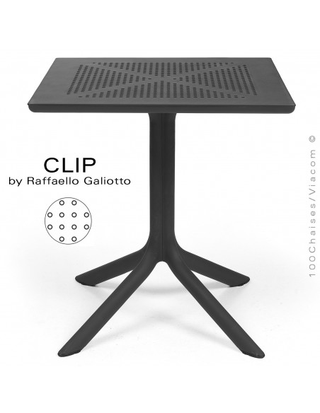 Table design CLIP plateau 70x70 cm., couleur anthracite, motif rond.