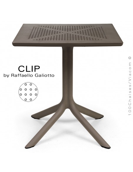 Table design CLIP plateau 70x70 cm., couleur tabac, motif rond.