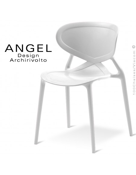 Chaise plastique ANGEL-L, couleur blanche, empilable pour extérieur.