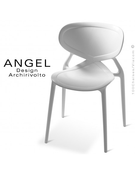 Chaise plastique ANGEL-L, couleur blanche, empilable pour extérieur.