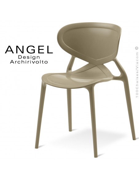 Chaise plastique ANGEL-L, couleur gris Tourterelle, empilable pour extérieur.