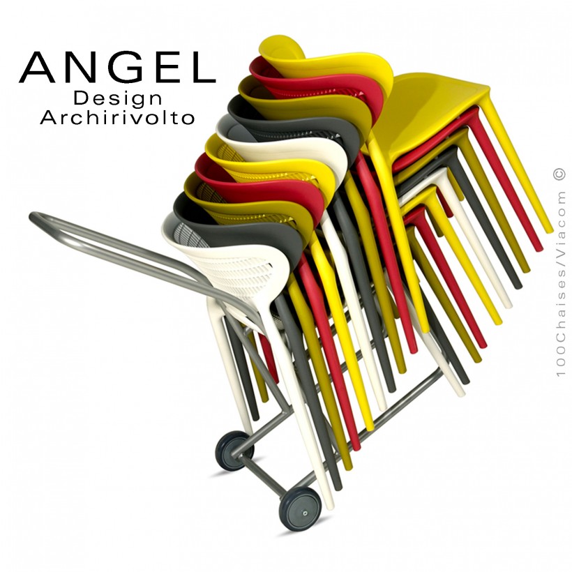 Chaise design ANGEL, pour terrasse et extérieur, assise et dossier