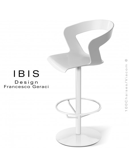 Tabouret design MOU, pour cuisine ou bar, colonne centrale chromé