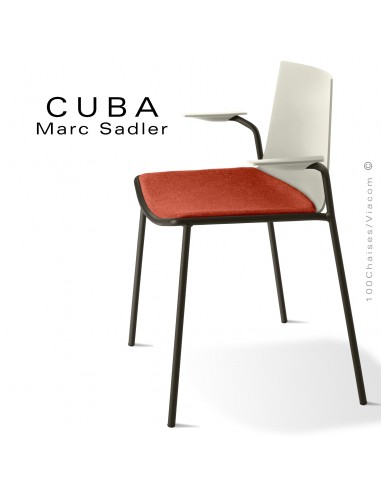 Chaise visiteur CUBA salle à manger fauteuil mailles métal chromé accoudoir neuf 
