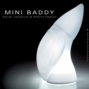 Nain de jardin ou statuette déco lumineuse BADDY-Mini, plastique neutre avec kit éclairage 6 LED.