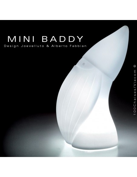 Nain de jardin ou statuette déco lumineuse BADDY-Mini, plastique neutre avec kit éclairage 6 LED.