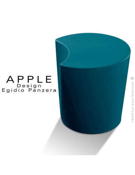 Pouf ou tabouret design APPLE ou petite table d'appoint plastique couleur bleu d'eau - Lot de 3 pièces.