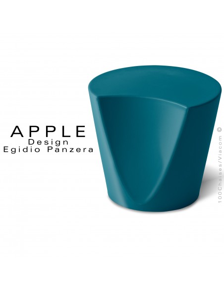 Pouf ou tabouret design APPLE ou petite table d'appoint plastique couleur bleu d'eau - Lot de 3 pièces.