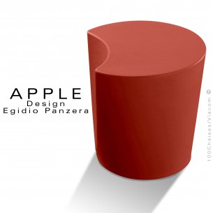 Pouf ou tabouret design APPLE ou petite table d'appoint plastique couleur rouge Corail - Lot de 3 pièces.