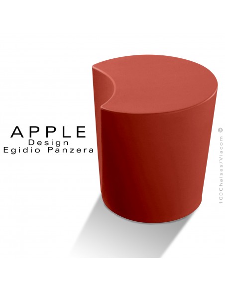 Pouf ou tabouret design APPLE ou petite table d'appoint plastique couleur rouge Corail - Lot de 3 pièces.