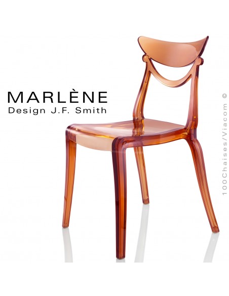 Chaise polycarbonate transparente design MARLENE, couleur rouge.