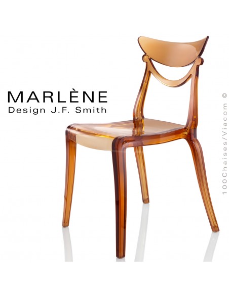 Chaise polycarbonate transparente design MARLENE, couleur soft brown.