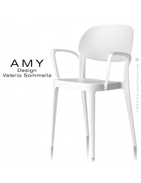 Fauteuil design AMY, structure plastique couleur blanche.