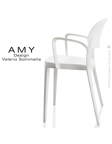 Fauteuil design AMY, structure plastique couleur blanche.