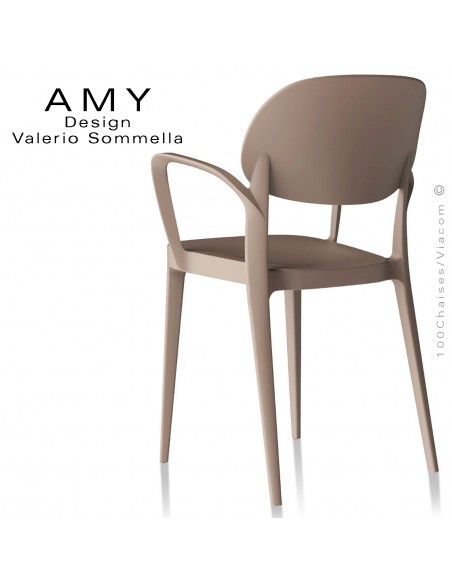 Fauteuil design AMY, structure plastique couleur sable.