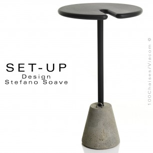 Mange-debout design SET-UP pour votre terrasse, socle plot ciment, colonne et plateau plastique couleur anthracite.